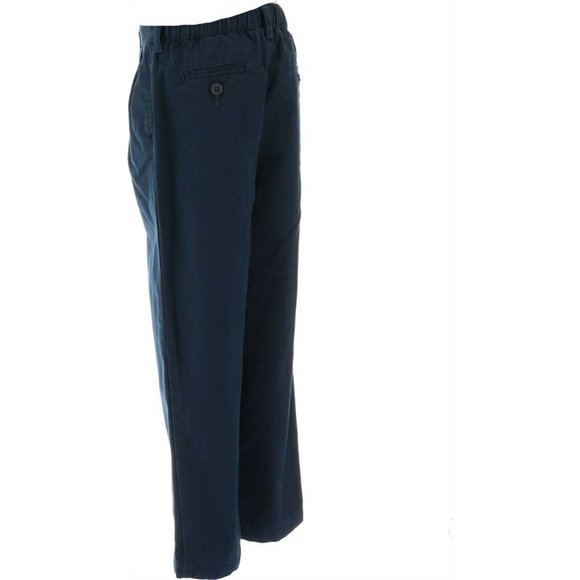 NWT LANDS' END BOY'S IRON KNEE PLEATED CHINO PANTS CLASSIC NAVY 14 - Picture 4 of 12